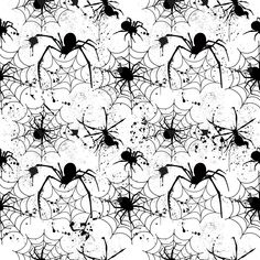 black and white spider web fabric with splats on it's back ground