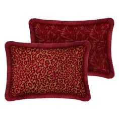 two red pillows with leopard print on them