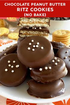 chocolate covered cookies and crackers on a plate