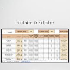 Stay on top of all your favorite TV shows with our TV Show Tracker Excel Spreadsheet Google Sheet! Keep track of episodes, platform, seasons, and air dates in one convenient location. Get organized and stay entertained with ease! ★ What's included? ★PLEASE NOTE THIS IS A DOWNLOADABLE PRINT AND NO PHYSICAL ITEMS ARE INCLUDED.You will receive 1 Google Sheet with this listing:- Google Sheets Excel Spreadsheet Template(Please note: This printable is for personal use only and cannot be resold or give Excel Tracker Ideas, Excel Tracker, Tv Show Tracker, Show Tracker, Movie Tracker, Excel Spreadsheets Templates, Google Spreadsheet, Tracker Free, Spreadsheet Template