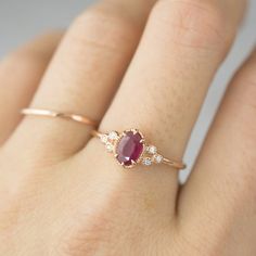 Oval ruby and diamond engagement ring 14k rose gold Genuine | Etsy Celine Ring, Ruby Ring Designs, Ruby Diamond Engagement Ring, Ladies Rings, Classy Earrings, Ring Ruby, Ruby Diamond Rings, Gold Rings Jewelry, Gold Ring Designs