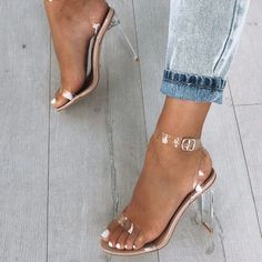 null Heels Transparent, Nude Stiletto Heels, Dior Heels, Trendy High Heels, Pencil Heels, Gold Stilettos, Clear Block Heels, Blonde Hair Color Ideas, White Fox Boutique