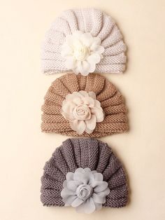 3pcs Cute Warm Knit Baby Hats Suitable For 0-24 Months Infants Multicolor Cute   Polyester  Knit Hat   Kids Accessories, size features are:Bust: ,Length: ,Sleeve Length: Knit Baby Hats, Baby Candy, Knitted Hats Kids, Hand Wrist, Baby Hats Knitting, Headband Styles, Girls Bows, Kids Sleepwear