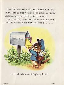 an old children's book with a squirrel holding a mailbox