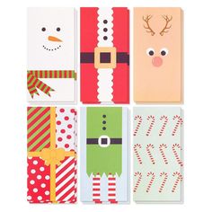 four christmas cards with different designs on them