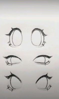 six different types of eyes drawn in pencil