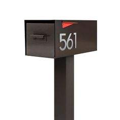 a black mailbox with the number 561 on it's front and side