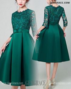 10% off now|Free shipping world-wide. Green Satin With Lace Party Dress With Lace Sleeves at GemGrace. Click to learn our pro custom-made service for wedding dress, formal dress. View #BridalPartyDresses for more ideas. Green Lace Evening Dress For Banquet, Green Lace Evening Dress For Banquets, Green Lace Dress For Banquet, Green Evening Dress For Banquet Party Season, Green Evening Dress For Banquet And Party Season, Green Knee-length Satin Party Dress, Green Long Sleeve Evening Dress For Party Season, Dark Green Dress For Prom Party, Dark Green Dress For Prom Season Party