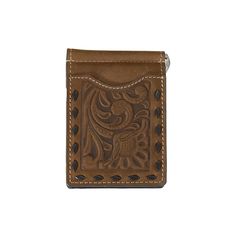 This Nocona money clip wallet by M&F Western Products is genuine leather and is floral embossed with chocolate buck lace stitching along the edge. Inside are credit card slots. Details Nocona Wallet Brown Money Clip Style Genuine Top Grain Leather Floral Embossed Chocolate Buck Lace Stitching Slim Fit Design Heavy Duty Stitching Multiple Card Slots Brown Embossed Wallets For Daily Use, Brown Embossed Leather Wallet, Brown Embossed Wallet For Daily Use, Brown Embossed Wallet, Western Style Brown Trifold Wallet With Card Slots, Brown Hand Tooled Trifold Wallet, Classic Embossed Wallets For Formal Occasions, Formal Bifold Wallet With Embossed Details, Brown Embossed Wallet For Everyday Use