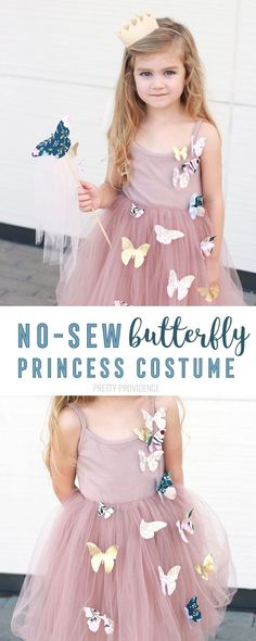 Diy Princess Costume, Easy Sew Dress, Fabric Butterflies, Princess Costume Kids, Fairy Costume Diy, Fabric Tutorial, Fairy Princess Costume, Butterfly Princess