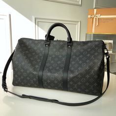 LV LuGucciage Bag Monogram 50cm Black Lv Luggage, Louis Vuitton Luggage, Louis Vuitton Keepall, Luggage Bag, Bags Travel, Lv Bag, Louis Vuitton Handbags, Luggage Bags, Full Set