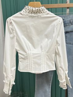 This is perfect for those who are looking for a clothing for a good price. It is fashionable, stylish, and it will look great on anyone who wears it. Do you wanahavit? White Long Sleeve Cotton Blouse, White Slim Fit Collared Top, White Slim Fit Spring Blouse, White Collar Blouse For Fall, White Blouse With Collar For Fall, Fall White Blouse With Collar, White Long Sleeve Slim Fit Blouse, White Slim Fit Long Sleeve Blouse, White Fitted Blouse With Long Sleeve