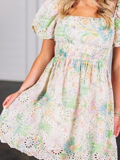 print eyelet lace dress -short sleeves -scallop edge - Lined -Lightweight -Fabric Content - 100% polyester Picture Dress, Short Sleeve Lace Dress, Eyelet Lace Dress, The Bigger Picture, Bigger Picture, Scallop Edge, Short Lace Dress, Eyelet Lace