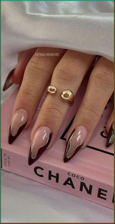 Abstract Nail French Tips, French Manicure Autumn, Simple Trendy Acrylic Nails, Nail Ideas Trendy 2024, Alternate French Nails, Light Brown French Tip Nails Almond, Nail Art Designs Autumn 2024, Fall Clean Nails, Autumn Elegant Nails