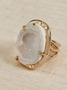 Lyric Quartz Ring | Aureus + Argent | Banana Republic Crochet Mat, Quartz Engagement Ring, Jewelry Design Drawing, Raw Quartz, Quartz Geode, Cubic Zirconia Rings, Women's Jewelry And Accessories, Quartz Ring, Sparkling Crystal