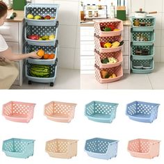 Kitchen Bathroom Storage Basket Multi Layer Stackable Fruit And Vegetable Basket Toy Storage Rack Features: This shelf is made of plastic pp material, which is durable and durable for long-term use. The rubber feet fully contact the ground to maintain stability and the table from being scratched. Each connecting part of the shelf is carefully crafted to make the dish holder compact and not wobbly. If you have any questions, please contact us and we will respond promptly This shelf can hold a var Toy Kitchen Organization, Toy Kitchen Storage, Kitchen Vegetable Storage, Bathroom Storage Basket, Basket Toy Storage, Wire Fruit Basket, Bathroom Basket Storage, Counter Clean, Fruit And Vegetable Storage