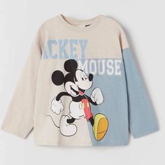 Nwt Zara Girls Kids Disney Mickey Mouse Print Long Sleeve T-Shirt Size 13 - 14 Disney Long Sleeve Top With Cartoon Print, Disney Long Sleeve Top With Graphic Print, Playful Blue Mickey Mouse Top, Mickey Mouse Graphic Tee Tops, Cute Long Sleeve Mickey Mouse Tops, Disney Long Sleeve T-shirt With Letter Print, Disney Long Sleeve Letter Print T-shirt, White Long Sleeve Mickey Mouse T-shirt, White Disney Long Sleeve T-shirt