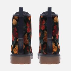 Experience the perfect blend of style and durability with our Butterflies Vegan Leather Boots. Designed for the bold and the adventurous, these boots feature vibrant orange and red butterflies, making every step a statement. Feel confident in any weather with waterproof and water-resistant protection. Enjoy the comfort of a wide fit and padded tongue, while the reinforced heel and toe areas provide extra support where you need it most. Walk with ease on anti-static, slip-resistant soles, and ben Vegan Leather Boots, Red Butterfly, Vibrant Orange, Feel Confident, Leather Boots, Vegan Leather, Butterflies, Water Resistant, Orange