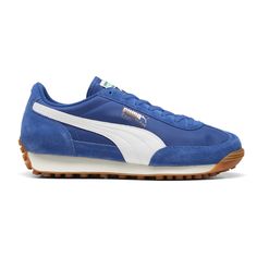 The PUMA Easy Rider was born in the late ‘70s, when running made its move from the track to the streets. Today it's back with its classic slim profile and vintage vibes intact. This version, featuring a textile base and suede leather overlays, is sure to become your go-to for bringing a touch of easy, retro-style to everyday looks. $89.95 Retro Running Shoes With Rubber Sole For Streetwear, Retro Running Shoes With Rubber Sole For Sports, Retro Sneakers With Cushioned Footbed, Vintage Sneakers With Rubber Waffle Outsoles And White Sole, Vintage Sneakers With White Sole And Rubber Waffle Outsoles, Vintage Sneakers With Rubber Waffle Outsoles For Jogging, Retro Blue Sneakers With Vulcanized Sole, Vintage Low-top Running Sneakers, Retro Sneakers With Rubber Sole For Jogging