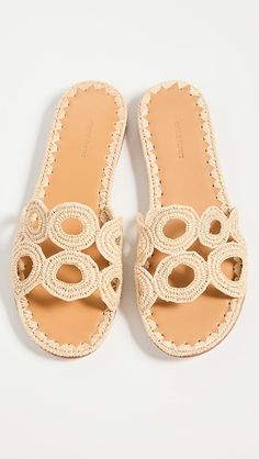 Sandals Flat, Lou Lou, Woven Raffia, Rubber Heels, Wide Straps, Hand Crochet, Flat Sandals, Slide Sandals, Salvatore Ferragamo