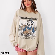 PROCESSING & SHIPPING      Processing time is approx 1-7 business days (there may be exceptions during holiday seasons). Shipping time is separate from processing time and is approximately 2-5 business days. Please check the estimated delivery times at checkout and upgrade the shipping at checkout if you need it sooner. Expedited Shipping is 2-3 business days.       Customers are responsible for adding the CORRECT address to their order. This cannot be changed once an item is sent to production. Retro Thanksgiving, Thanksgiving Sweater, Thanksgiving Sweatshirt, Funny Thanksgiving Shirts, Grunge Look, Thanksgiving Shirt, Womens Sweater, Funny Thanksgiving, Thanksgiving Gift