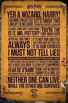 harry potter's quote poster on the wall