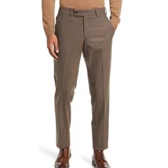 Ted Baker London Jerome Wool Dress Pants In Tan Men's Size 38r New With Tags Men's Size 38r In New With Tags Condition Slim But Comfortable Through Seat And Thigh. Tapers Slightly Below The Knee For A Narrower Leg Opening. Low Rise. 98% Wool 2% Elastane Pants Are Unhemmed Measurements Are Pictured Flat And Approximate Iiii060 1 Lb Slim Fit Dress Pants For Fall, Brown Slim Fit Tapered Leg Pants, Slim Fit Business Pants For Fall, Business Slim Fit Pants For Fall, Fall Business Slim Fit Pants, Slim Fit Brown Bottoms For Business, Slim Fit Brown Dress Pants With Tapered Leg, Brown Slim Fit Pants With Welt Pockets, Brown Slim Fit Dress Pants With Tapered Leg