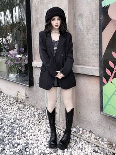 The price is for a blazer only, others are not included. Garment Size SizeSMLSleeve Length606162Bust116120124Shoulders454647Full Length737475 Punk Style Formal Winter Outerwear, Winter Formal Punk Outerwear, Black Double-breasted Blazer For Party, Punk-style Formal Outerwear For Fall, Punk Style Black Blazer For Fall, Formal Punk Outerwear For Fall, Punk Style Formal Outerwear For Fall, Edgy Long Sleeve Winter Blazer, Gothic Black Blazer For Fall