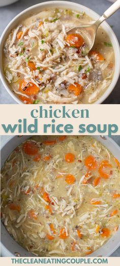 chicken wild rice soup with carrots and celery