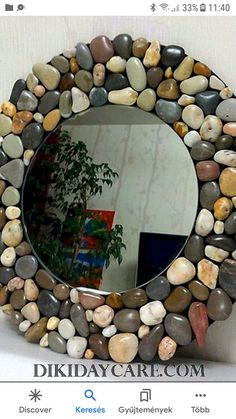 there is a mirror made out of rocks