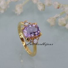 Elegant Lavender Amethyst Ring In 14k Gold, 14k Yellow Gold Amethyst Ring With Halo Setting, Yellow Gold Amethyst Diamond Ring With Halo Setting, Amethyst Anniversary Ring With Halo Setting In Yellow Gold, Elegant Gold Amethyst Ring With Halo Setting, Classic Lavender Diamond Rings, Classic Purple Diamond Wedding Ring, Lavender Brilliant Cut Rings For Formal Events, Amethyst Diamond Ring In Yellow Gold For Wedding