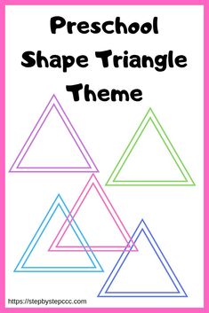 the preschool shape triangle theme is shown in three different colors