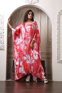 Modernize your style today!!! With this spectacularly crafte kaftan comprising floral print at front and back side. The round neck of this kaftan grants style statement to you. The back neck and front nec along with side look of the kaftan is an ultimate design of our skillful artists. So what are you waiting for, style up today and mesmerize. One Size Fits All (Small to 8XL) FABRIC•Silky satin ( The fabric is totally soft, cool, not stick to the body) • Regular kaftan Length 55” from shoulder t Floral Print Long Kaftan In Free Size, Floral Print Long Kaftan Free Size, Floral Print Long Free-size Kaftan, Floral Print Maxi Length Kaftan For Festivals, Long Floral Print Free Size Kaftan, Floral Maxi Length Kaftan For Festivals, Eid Digital Print Tunic Kaftan, Festival Floral Print Maxi Kaftan, Silk Red Floral Print Maxi Dress