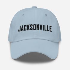 "Jacksonville, FL hat with large stitched letters to represent your coastal AIRBNB / VRBO / STR, vacation, home, or favorite city / state. Black thread. 🧢 Looking for a different hat style, hat color, embroidery thread color, or code/initials? Check out our custom options for adults and kids: ➡️ https://www.etsy.com/shop/CustomCoastalCo?section_id=37850010 Dad hats aren't just for dads. This one's got a low profile with an adjustable strap and curved visor. ⚡️ 100% chino cotton twill ⚡️ Green Camo color is 35% chino cotton twill, 65% polyester ⚡️ Unstructured, 6-panel, low-profile ⚡️ 6 embroidered eyelets ⚡️ 3 ⅛\" (7.6 cm) crown ⚡️ Adjustable strap with antique buckle ⚡️ Blank product sourced from Vietnam or Bangladesh CARE INSTRUCTIONS for longest life: 💦 Machine wash inside out on cold Funny Baseball Hat, Different Hat Styles, Cool Baseball Caps, Funny Gifts For Women, Funny Gifts For Her, Baseball Humor, Funny Hats, Embroidered Baseball Caps, Jacksonville Florida