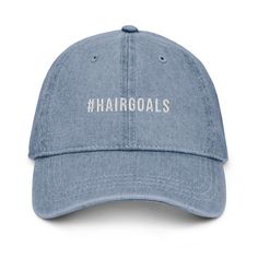 Complement your everyday wardrobe with this pigment-dyed denim hat! Made out of 100% cotton, the 6-panel cap offers a light feel, while the adjustable strap ensures a solid and comfortable fit. * 100% cotton * 6-panel unstructured cap with a low profile * Soft crown *  6 sewn eyelets  * 4 rows of visible stitching on the visor * Adjustable strap * Head circumference: 21.65″-25.19″ (55 cm-64 cm) * Color: Black and Blue Denim Baseball Cap, Denim Cap, Mom Denim, Mom Hats, Funny Hats, Base Ball, 6 Panel Cap, Denim Hat, Gifts For Your Boyfriend