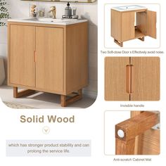 an image of a bathroom vanity with solid wood