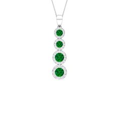 1.50 CT Lab Created Emerald Dangle Pendant Necklace with Zircon Ascending Order, Lab Created Emerald, Halo Setting, Signature Jewelry, Emerald Stone, Timeless Jewelry, List Style, Drop Pendant, Font Size