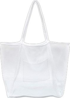 Trendy Summer Mesh Bags, Casual Lightweight Nylon Bags, Trendy Nylon Shoulder Bag For Summer, Casual Mesh Bag For Daily Use, Summer Nylon Bags For Everyday Use, Casual Nylon Bags For Summer, White Nylon Shopping Bag, Casual Mesh Bag With Large Capacity, Summer Beach Mesh Bags