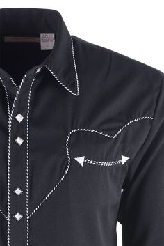 Scully Black Vintage Western Diamond Pearl Snap Shirt | Pinto Ranch Western Style Black Button-up Shirt, Western Black Button-up Shirt, Black Western Button-up Shirt, Black Western Top With Button Closure, Black Western-style Shirt For Western-themed Events, Black Long Sleeve Tops For Western-themed Events, Western Style Black Shirt For Ranch, Black Button-up Top For Rodeo, Western Black Shirt For Ranch