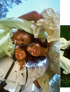 three women are posing for the camera with their arms around each other