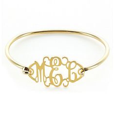 Filigree Gold Plated Bracelet Personalized Monogram Bracelet Jewelry Gift, Monogram Bracelet Jewelry For Personalized Gift, Monogrammed Bracelet Jewelry For Personalized Gift, Adjustable Monogrammed Gold Jewelry, Personalized Gold Bangle Bracelet, Personalized Classic Gold Bangle Bracelet, Yellow Gold Personalized Gift Bangle, Personalized Yellow Gold Bangle, Elegant Gold Monogram Jewelry