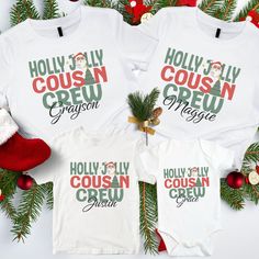 Christmas Cousin Crew Shirt with name are perfect shirts for all your cousins this holiday season! In the personalization box, enter the name that you want on the front of your shirt (Ex: Jessica) How to Order: 1.Please check and review all photos. 2.Choose the size and color you would like for the first shirt.  Click "Add to cart".   3.     Select the size and color you would like for the 2nd shirt.  Click "Add to cart".   4.     Repeat these steps until you have added all the shirts you want t Cousin Crew Christmas Shirts, Crazy Cousin Crew, Crazy Cousins, Cousin Crew, Christmas T Shirt, Crew Shirt, Kids Shorts, Cotton Lights, Christmas Tshirts