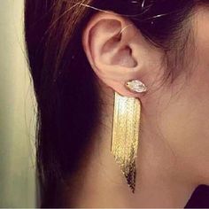 |<none> Gold Tassel Earrings, Gold Chandelier Earrings, Gold Chandelier, Name Jewelry, Jewelry Wholesale, Party Jewelry, Fashion Items, Tassel Earrings, Jewelry Party