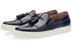 POLISHED LEATHER SLIP-ON SNEAKERS WITH FRINGES AND TASSELS Shoes Game, Gents Shoes, Wedding Clothes, Shoe Inspiration, Brand Shoes