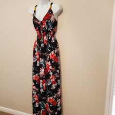 Women Casual Sleeveless Smoked Floral Print Maxi Dress 95% Polyester 5% Spandex Perfect Blend Of Softness And Stretch. While Its Floral Print Shade Keeps It Fashion Forward, Neutral It Easy-Pairing Versatility/Super Comfortable And It Will Fit Your Body In A Very Flattering Way. Size L. Summer Beach Floral Elastic Waist. New With Tag. See Above Photos For Measurements. Black Stretch Sleeveless Dress For Vacation, Black Lined Maxi Dress For The Beach, Black Floral Print Maxi Dress For Beach Season, Beach Sleeveless Stretch Dress With Floral Print, Stretch Sleeveless Floral Print Dress For Beach, Lined Black Maxi Dress For The Beach, Sleeveless Stretch Maxi Dress With Floral Print, Sleeveless Stretch Floral Print Maxi Dress, Stretch Sleeveless Floral Print Maxi Dress