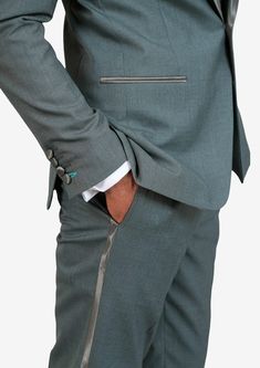 Jacket & pants included. Vest optional. Delivered in just 3 weeks. Free shipping. Covered by our Free Remake Guarantee. Complete the look with Shirts, Ties & Squares. Elegant Green Tuxedo For Formal Occasions, Green Luxury Tuxedo For Formal Occasions, Sage Tuxedo, Custom Made Suits, Stepping Out, Cashmere Wool, Green Fabric, The Line, 3 Weeks