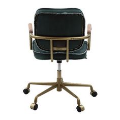 an office chair with wheels on the back and seat upholstered to the side