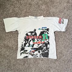 Vintage 90s Soccer Eleven Sports Player White Spell Out Graphic Basic 1990s Fashion T Shirt Large Mens Condition:  Good Used Measurements: Shown In Photos Above 90s Soccer, Sport Player, Van Nuys, 1990s Fashion, Fashion T Shirt, Fancy Dresses, Vintage 90s, Soccer, Adult Outfits