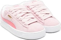 Pink Perforated Toe Box Sneakers For Streetwear, Pink Suede Sneakers For Sports, Pink Suede Low-top Sneakers, Pink Suede Sneakers With Gum Sole, Pink Suede Lace-up Sneakers, Pink Sneakers With Textured Sole For Streetwear, Sporty Pink Sneakers With Perforated Toe Box, Pink Lace-up Sneakers With Textured Sole, Pink Suede Sneakers With Round Toe