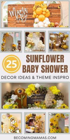 the 25 sunflower baby shower decor ideas and theme infos are in this postcard